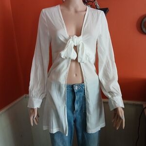 Sheer Style Tie Front Top